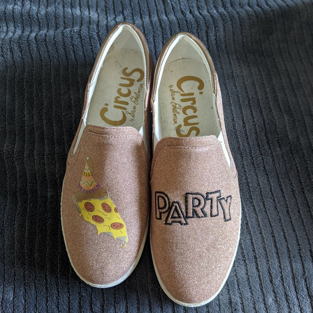 Pink Glitter Slip On Shoes